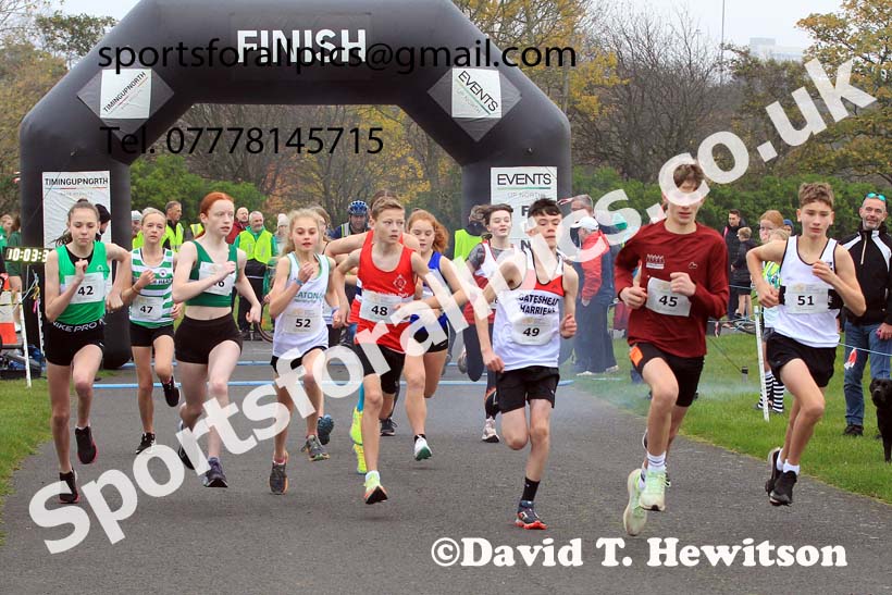 Boys and Girls Under-15s, 2022 Heaton Memorial 10k Road Race, Newcastle Town Moor.  Photo: David T. Hewitson/Sports for All Pics